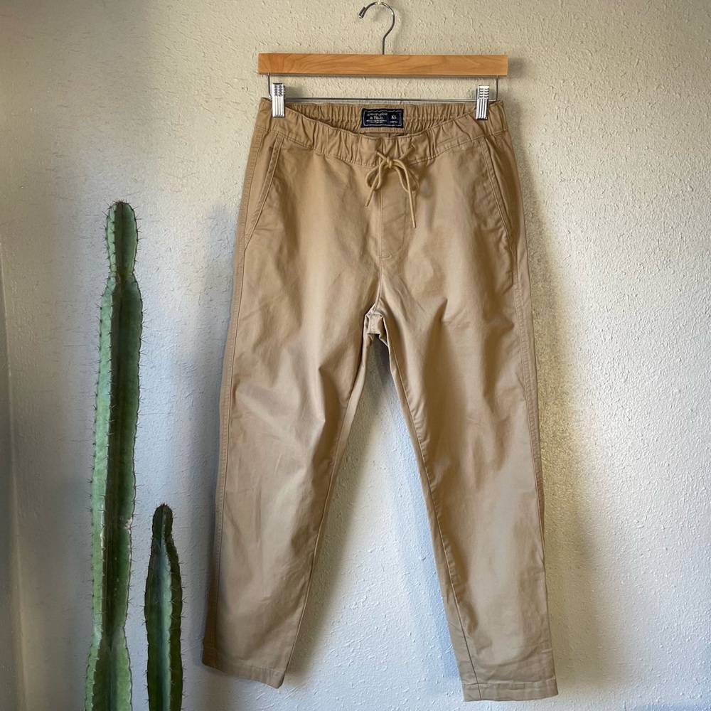 Abercrombie & Fitch Khaki Sneaker Pant - Khaki Tan X-Small